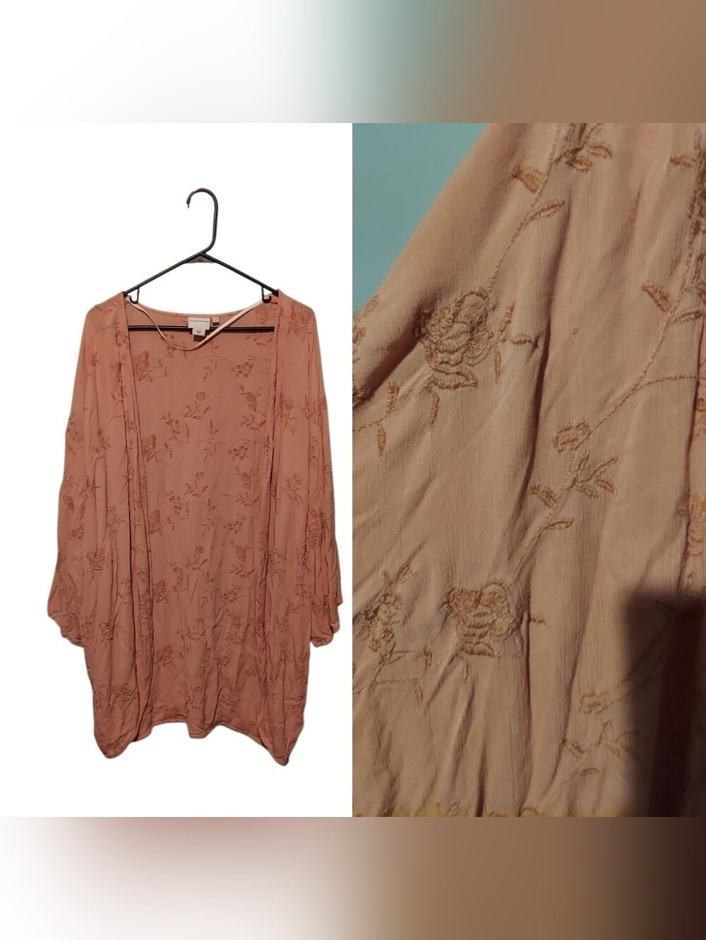 Floral Embroidered Kimono Size 22 Romantic Festival Boho Peasant Fairy Cottage
